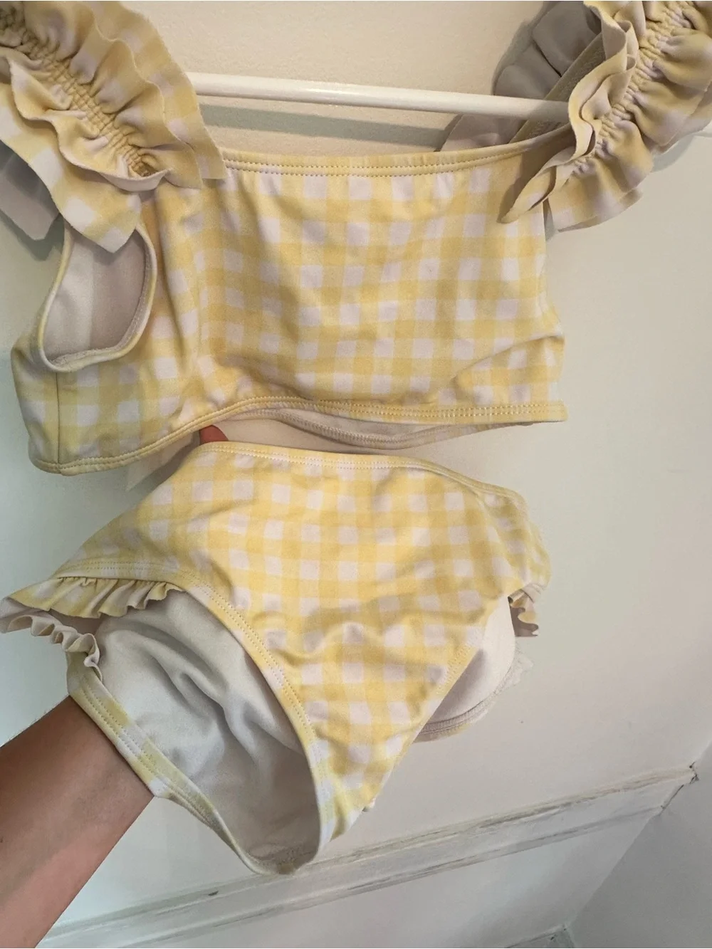 Janie and Jack Yellow and White Gingham Ruffle Two-Piece size 12